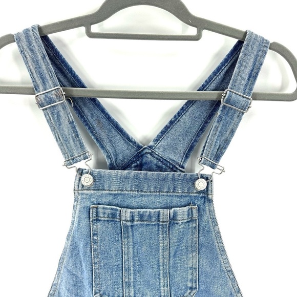 Pacsun Distressed Denim Overalls Shortalls Sz Small Cutoff Hem Jumper - Picture 3 of 11